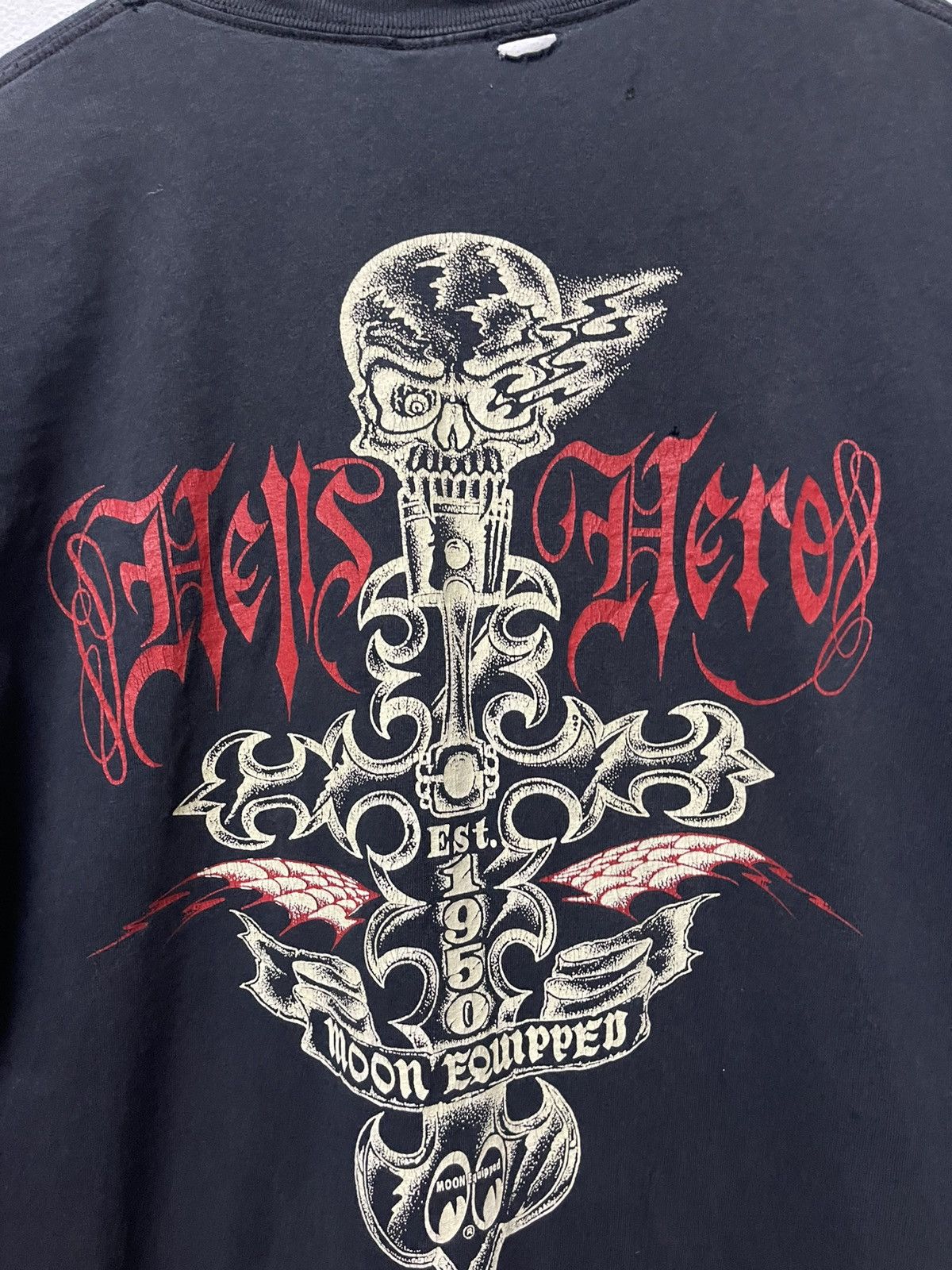 Other VINTAGE MOON EYES “WILDMAN” SKULL CROSS DISTRESSED SHIRT Size US L / EU 52-54 / 3 - 12 Thumbnail