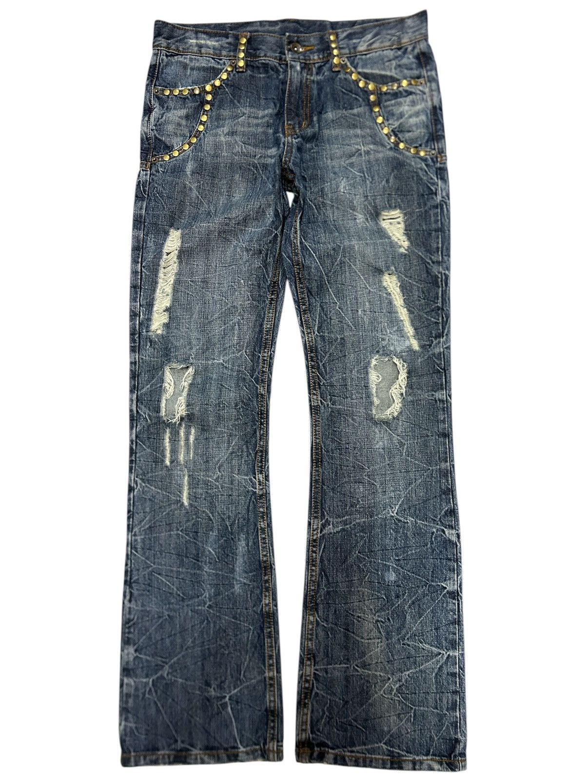 semanticdesign Vintage SemanticDesign Clawmark Distressed Studded Jeans Size US 32 / EU 48 - 4 Thumbnail