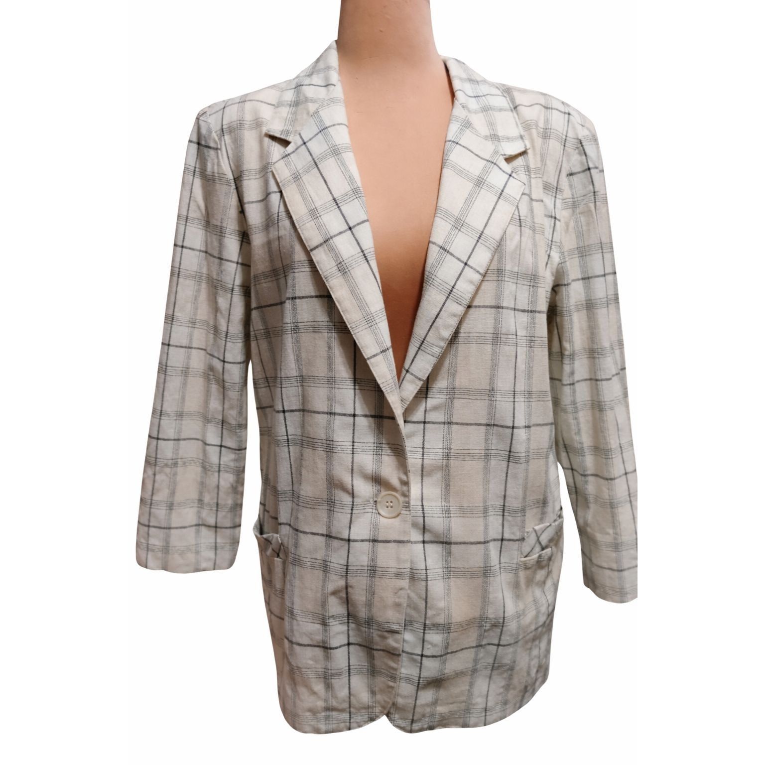Vintage Vintage Plaid Blazer Size 14 Linen Cotton USA Union Made Jac Size XL / US 12-14 / IT 48-50 - 1 Thumbnail