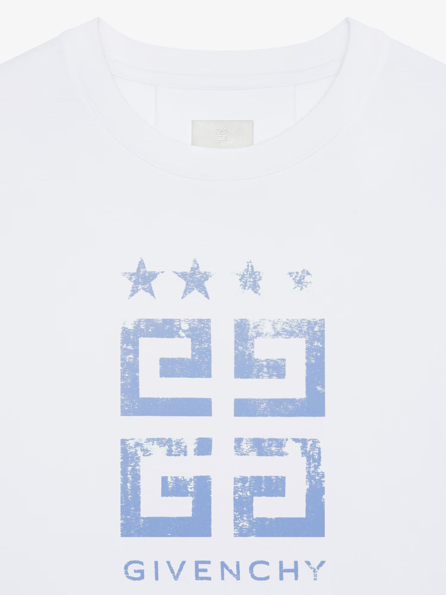 Givenchy o1srvl11e1124 Dona Slim Fit Logo Star T-Shirt in White/Blue Size L / US 10 / IT 46 - 3 Thumbnail