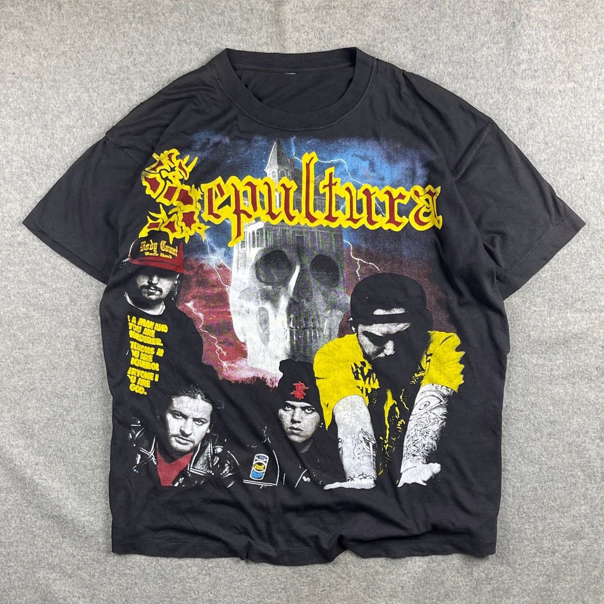Band Tees × Vintage 90s Vintage SEPULTURA Metal Size US XL / EU 56 / 4 - 1 Thumbnail