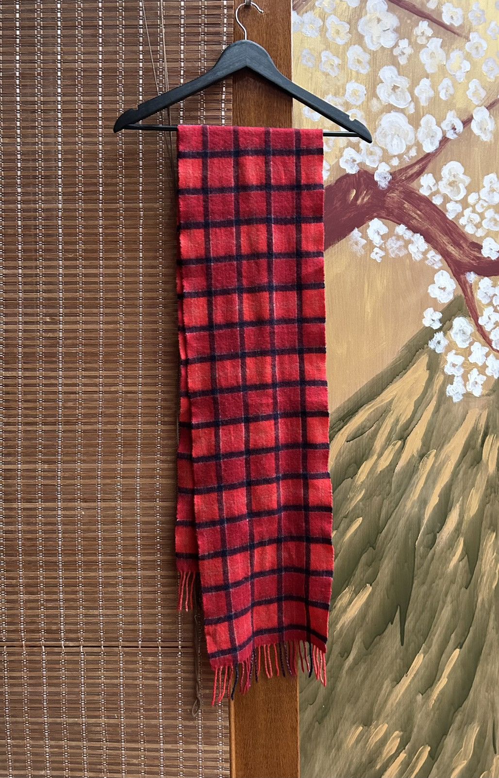 Barbour × Vintage Barbour Wool Red Tartan Tasseled Scarf Size ONE SIZE - 3 Thumbnail