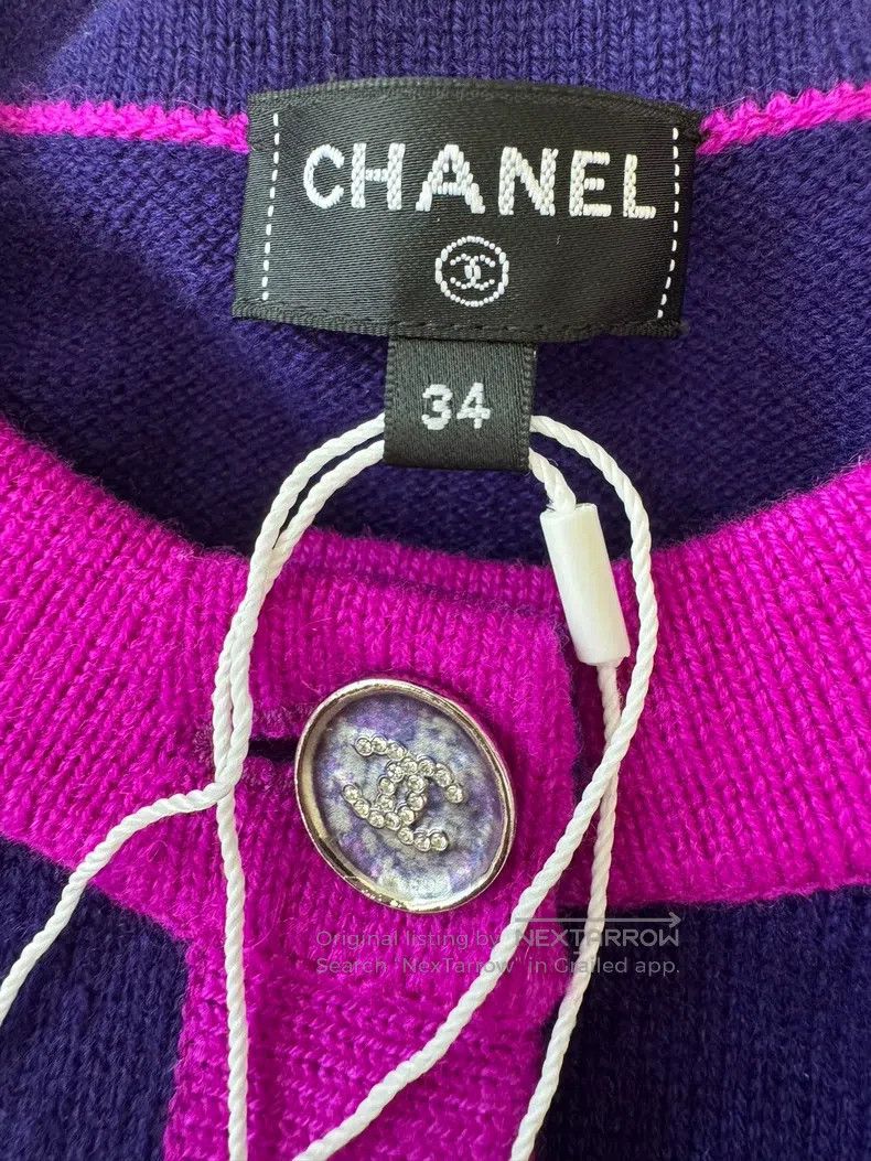 Chanel Chanel 23B blue and purple round-neck cardigan long sleeve Size XXS / US 00 / IT 34 - 3 Thumbnail