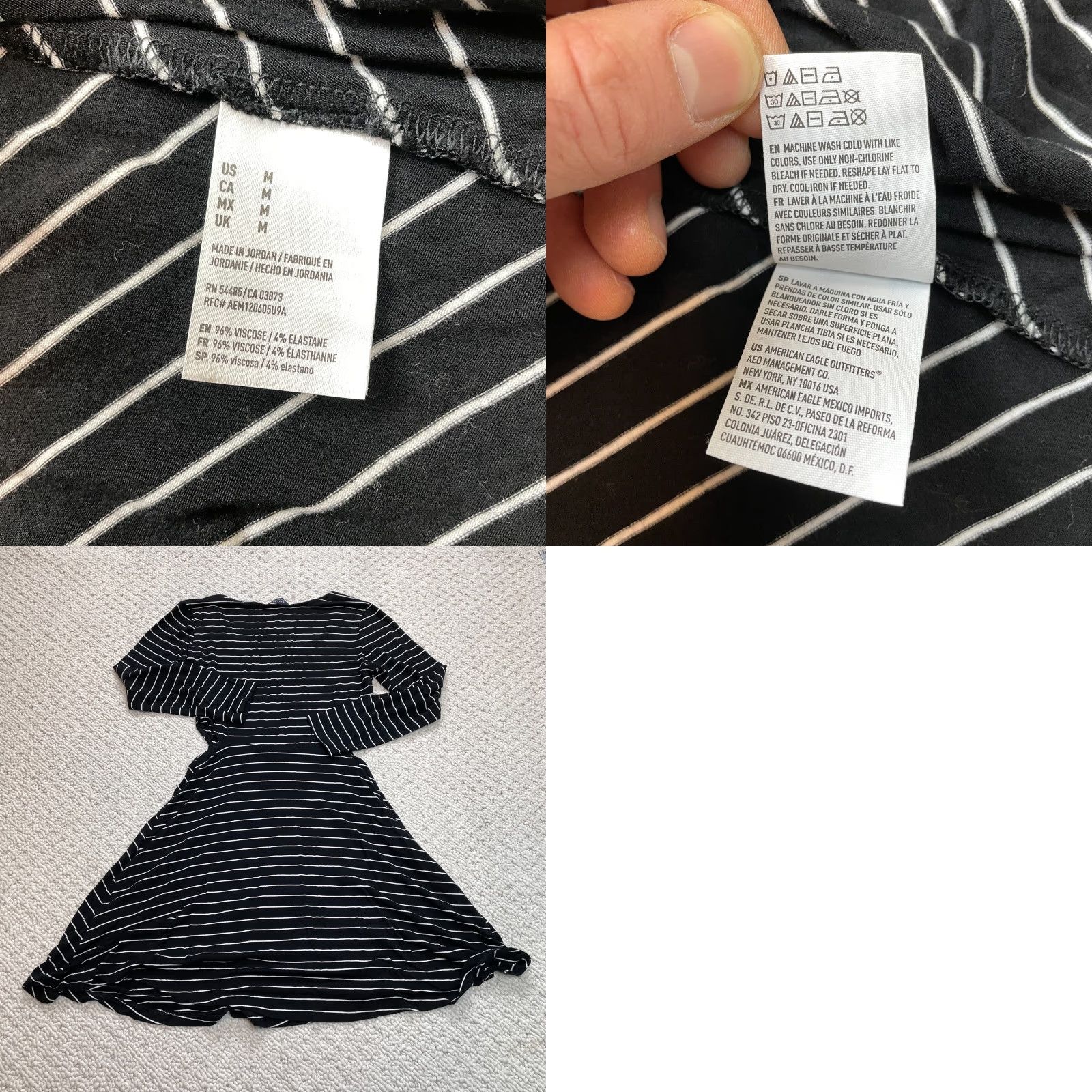 American Eagle Outfitters American Eagle Black Striped Long Sleeve Fit and Flare Medium Soft & Sexy Size M / US 6-8 / IT 42-44 - 8 Thumbnail