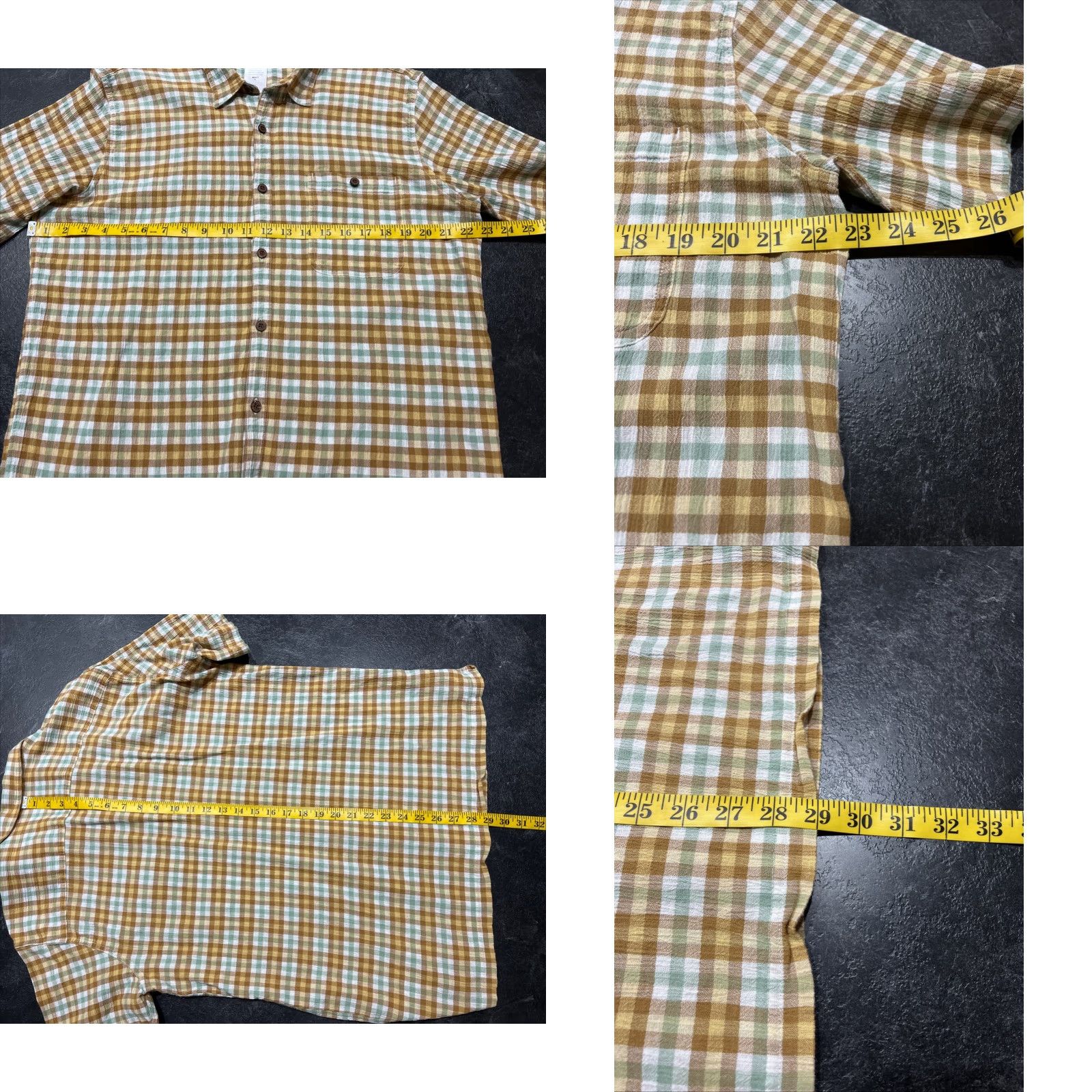 Patagonia Patagonia Brand Men’s Large L Organic Cotton Short Sleeve Button Up Beige Gold Green Size US 33 - 8 Thumbnail