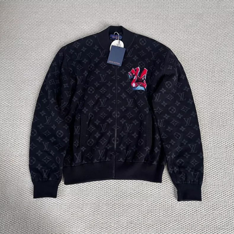 Louis Vuitton Louis Vuitton Black full print print knit zipper jacket Size US S / EU 44-46 / 1 - 1 Thumbnail