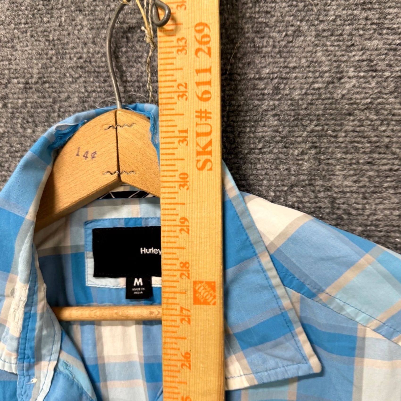 Hurley Hurley Dress Shirt Men Medium Plaid Button Up Casual Distressed Blue/White Size US M / EU 48-50 / 2 - 3 Thumbnail