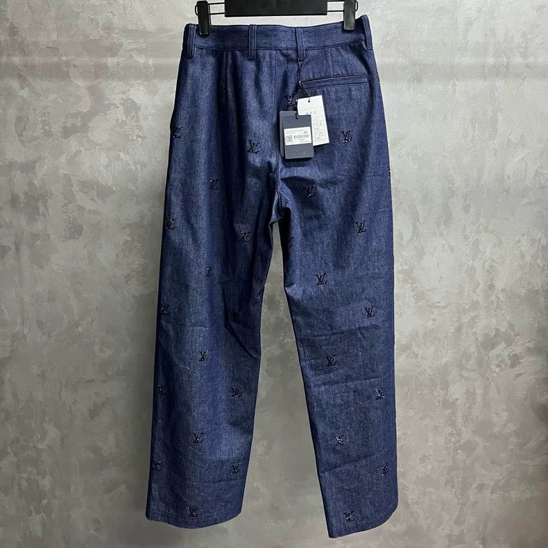 Louis Vuitton Louis Vuitton 25 New Solid Blue Monogram Logo Straight Leg Size US 26 / EU 42 - 5 Thumbnail