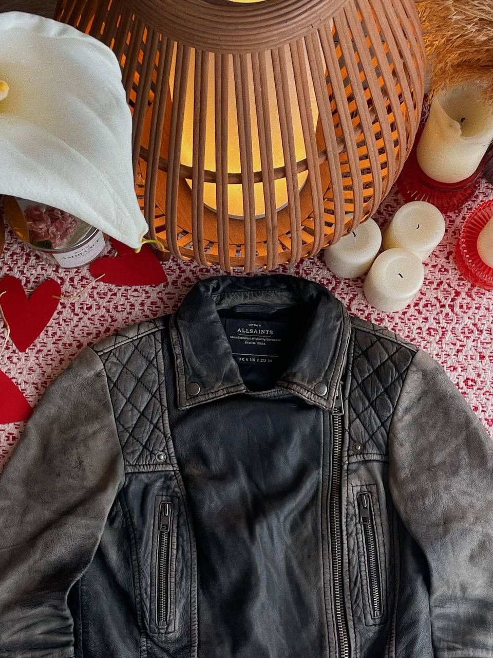 Allsaints AllSaints Grey Black Leather Biker Jacket Size XS / US 0-2 / IT 36-38 - 11 Thumbnail