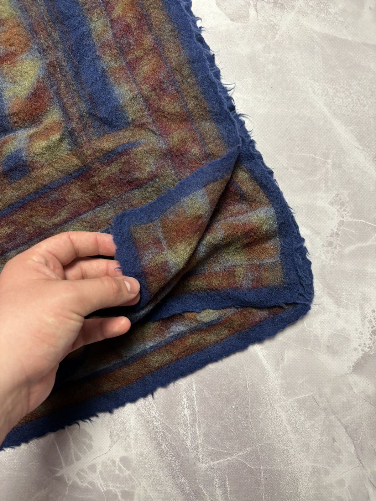 Japanese Brand VTG JAGO Wool Scarf Made in Japan Square Multicolor 76x80 Size ONE SIZE - 3 Thumbnail