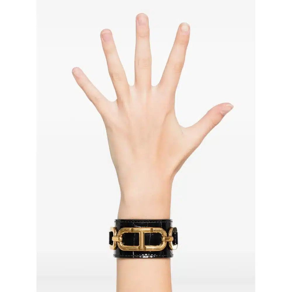 Tom Ford o1loc1c0625 JW078 Size: OS /Leather Cuff Bracelet Black/Gold Size ONE SIZE - 3 Thumbnail