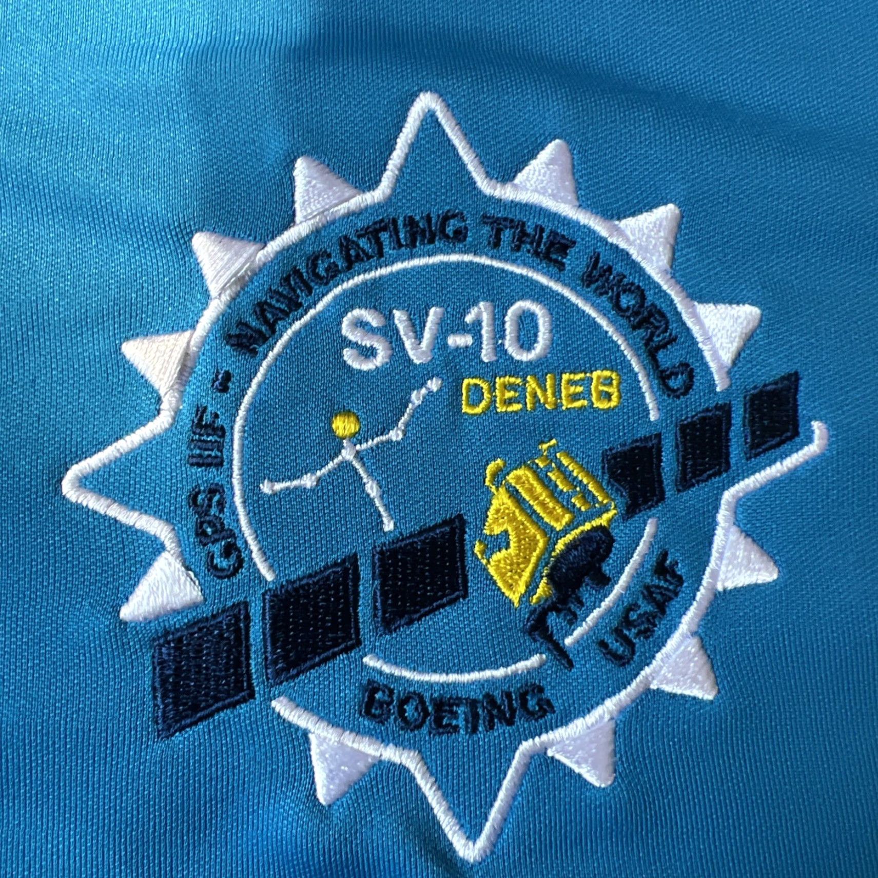 Vintage Boeing USAF GPS IIF SV-10 Navigating The World Polo Shirt M Blue Graphic Print Logo Men Polo Size US M / EU 48-50 / 2 - 3 Thumbnail