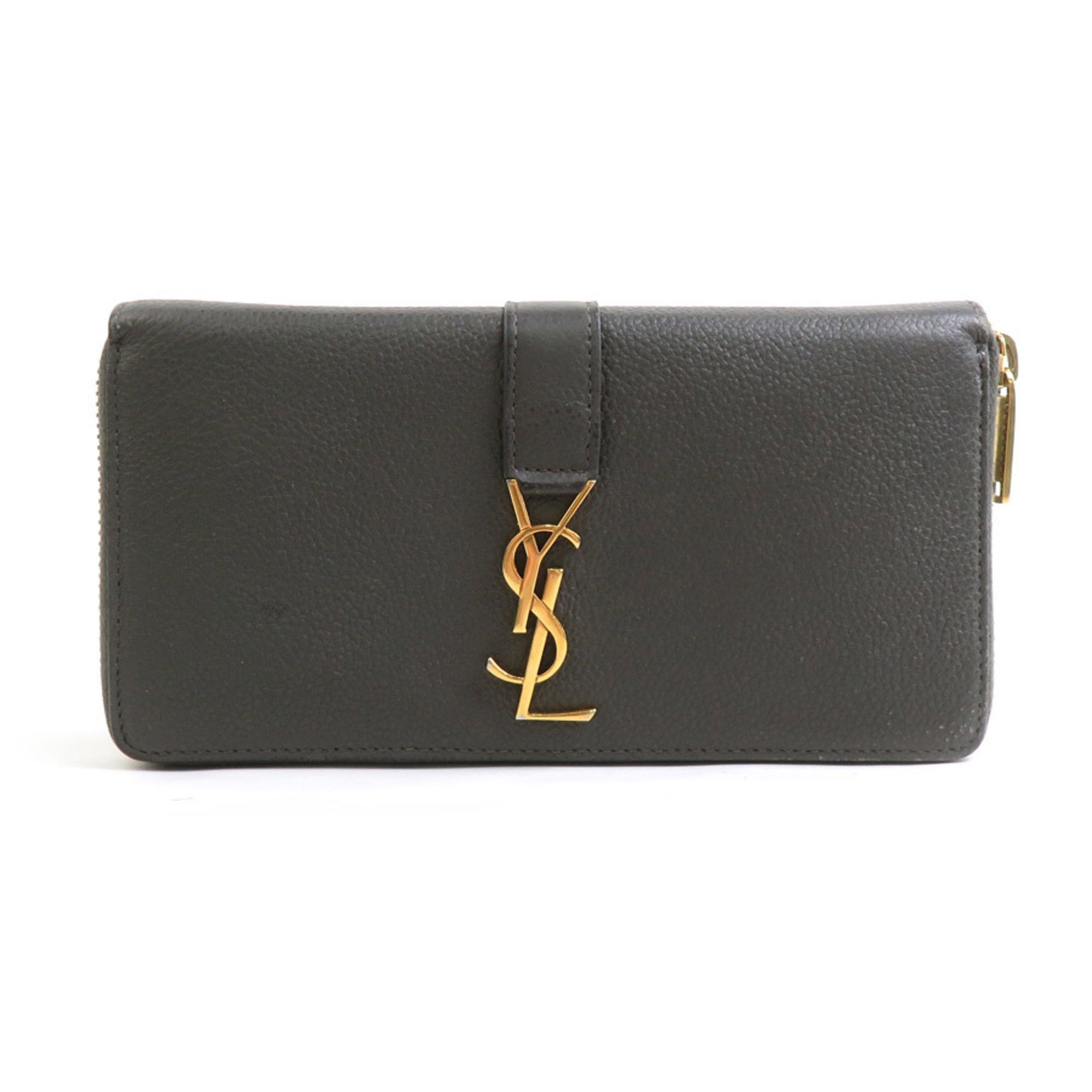 Saint Laurent Paris Saint Laurent round long wallet in khaki brown and gold leather for men women, r10683a Size ONE SIZE - 1 Thumbnail