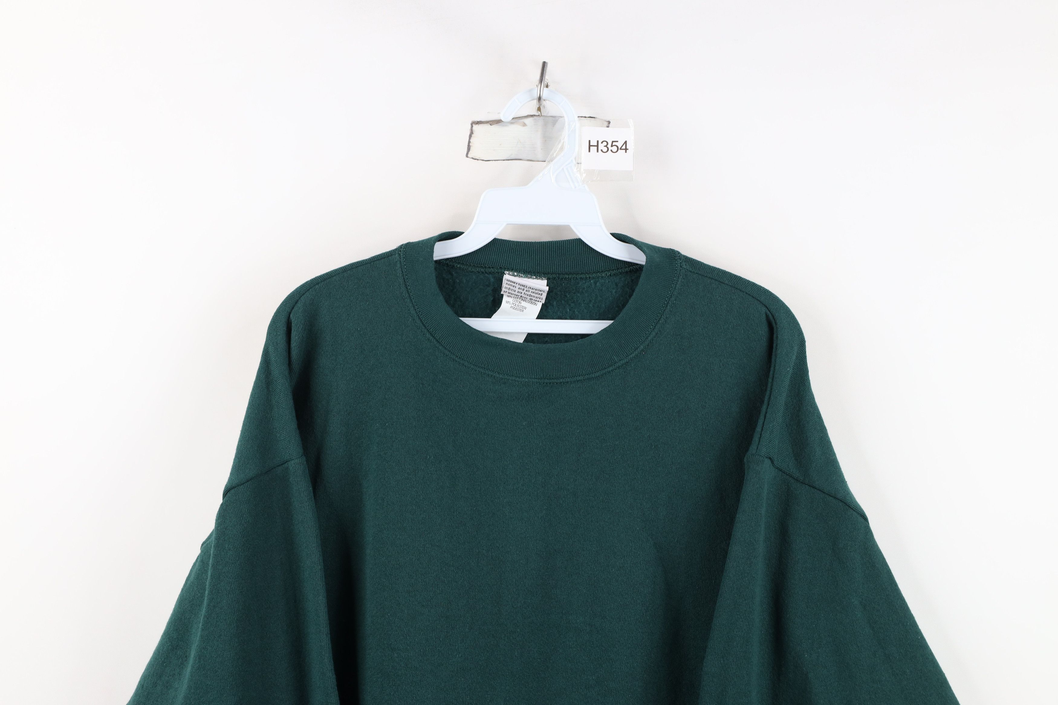 Vintage Vintage 90s Looney Tunes Blank Crewneck Sweatshirt Green USA Size M / US 6-8 / IT 42-44 - 2 Thumbnail
