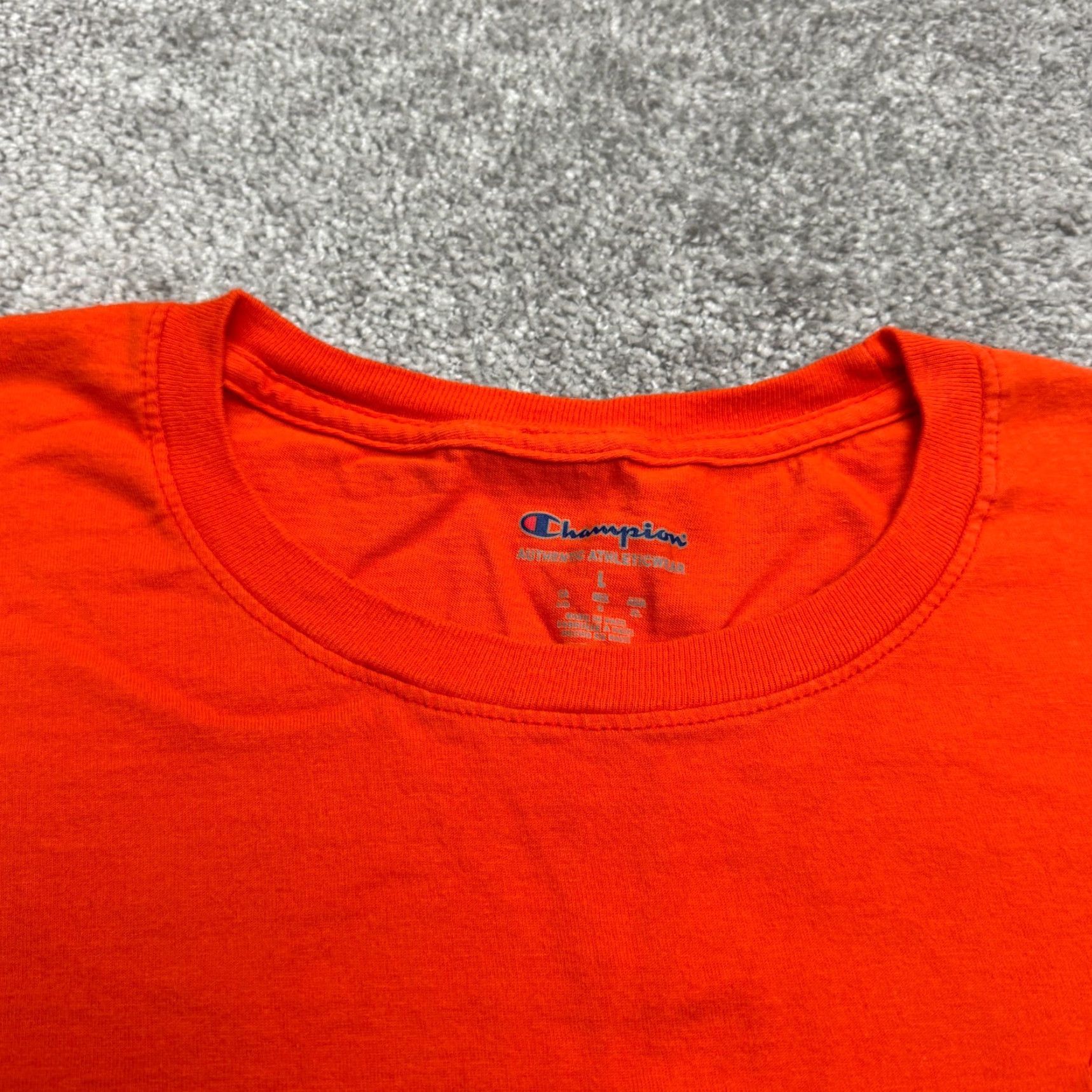 Champion Champion Shirt Mens Large Orange Logo T-Shirt Cotton Crew Neck Activewear Casual Sports Mens L Orange Logo Size US L / EU 52-54 / 3 - 4 Thumbnail