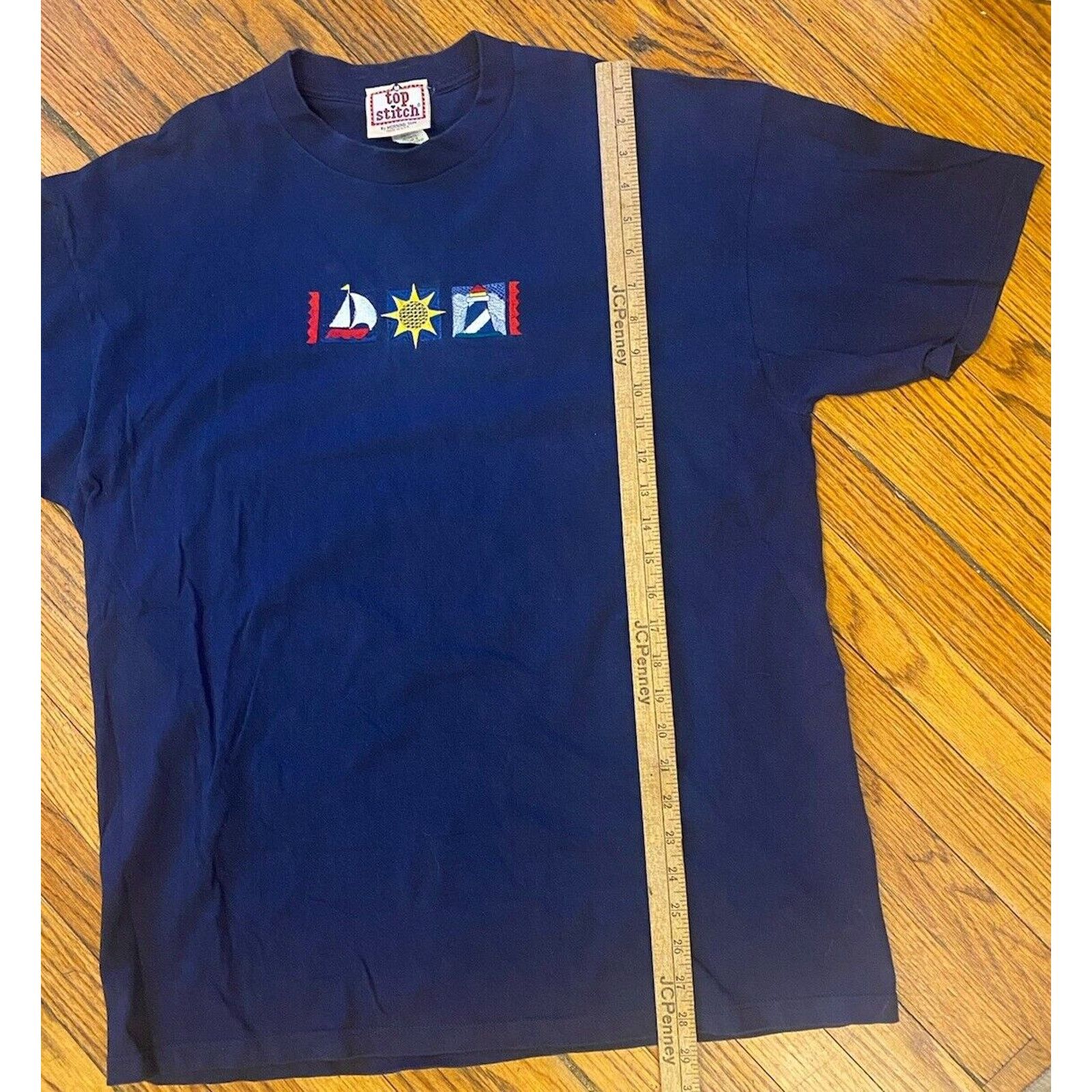 Other Vintage Top Stich Embroidered Sailboat T Shirt Mens XL Blue Size US XL / EU 56 / 4 - 8 Thumbnail