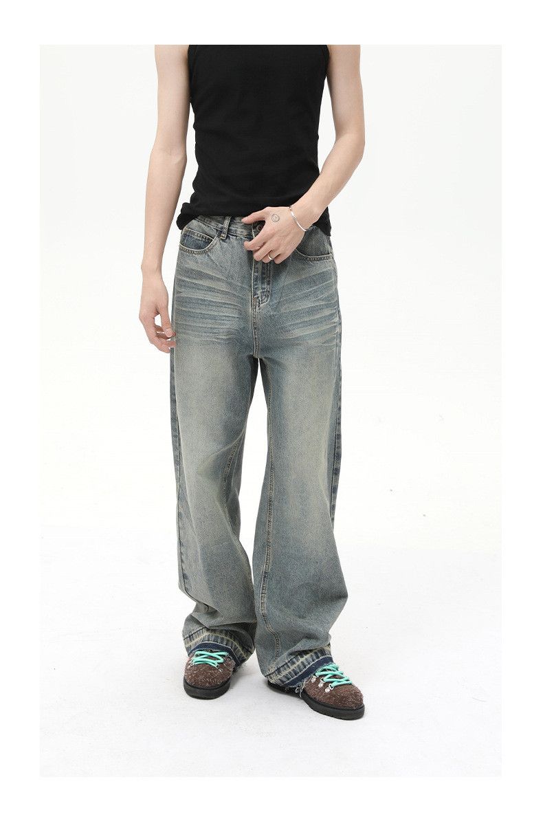 Japanese Brand × Jean Retro distressed raw edge casual straight loose jeans Size US 32 / EU 48 - 1 Thumbnail