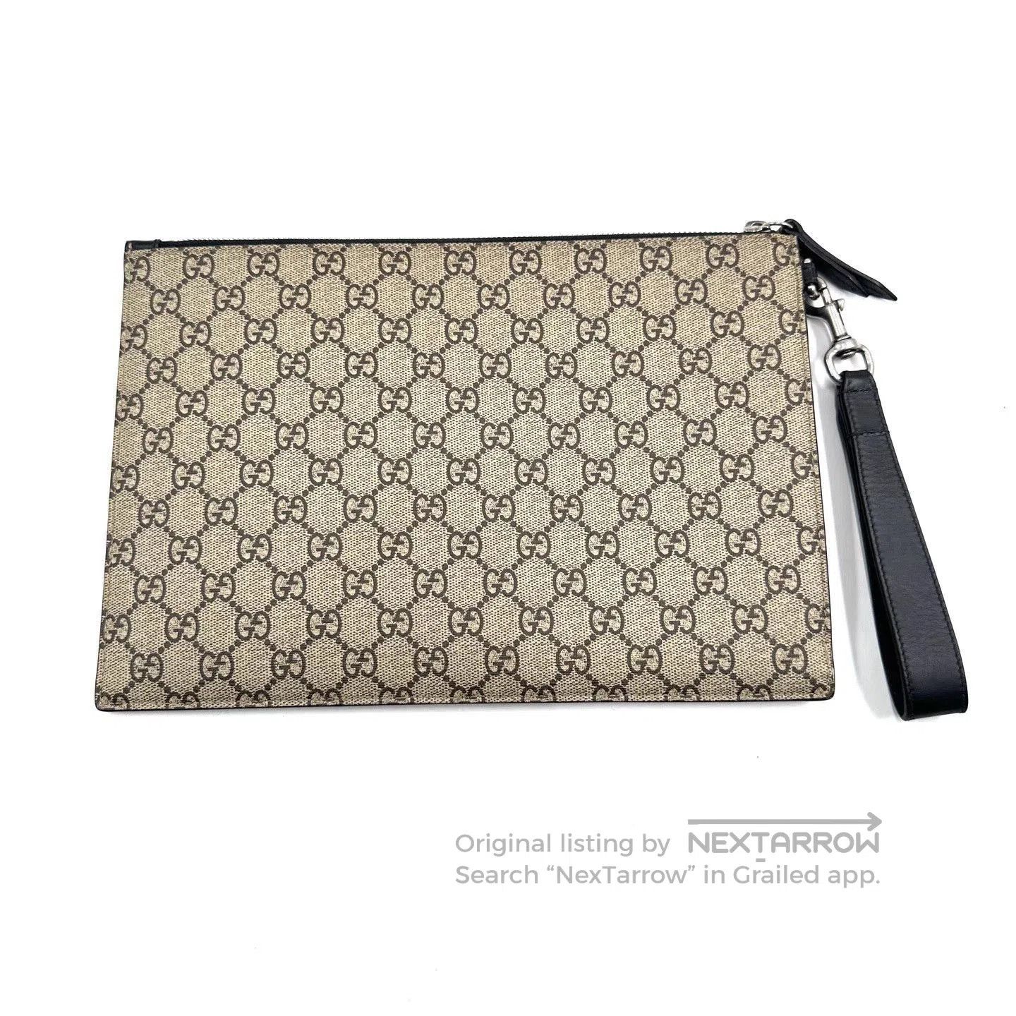 Gucci Beige Bee Print Clutch Pouch with Wrist Strap. Size ONE SIZE - 5 Thumbnail