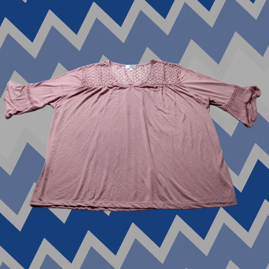 Ford Shannon Ford New York Women's Plus Top Pink Size 3X Short Sleeve Lace Detail Size XXL / US 16-18 / IT 52-54 - 1 Thumbnail