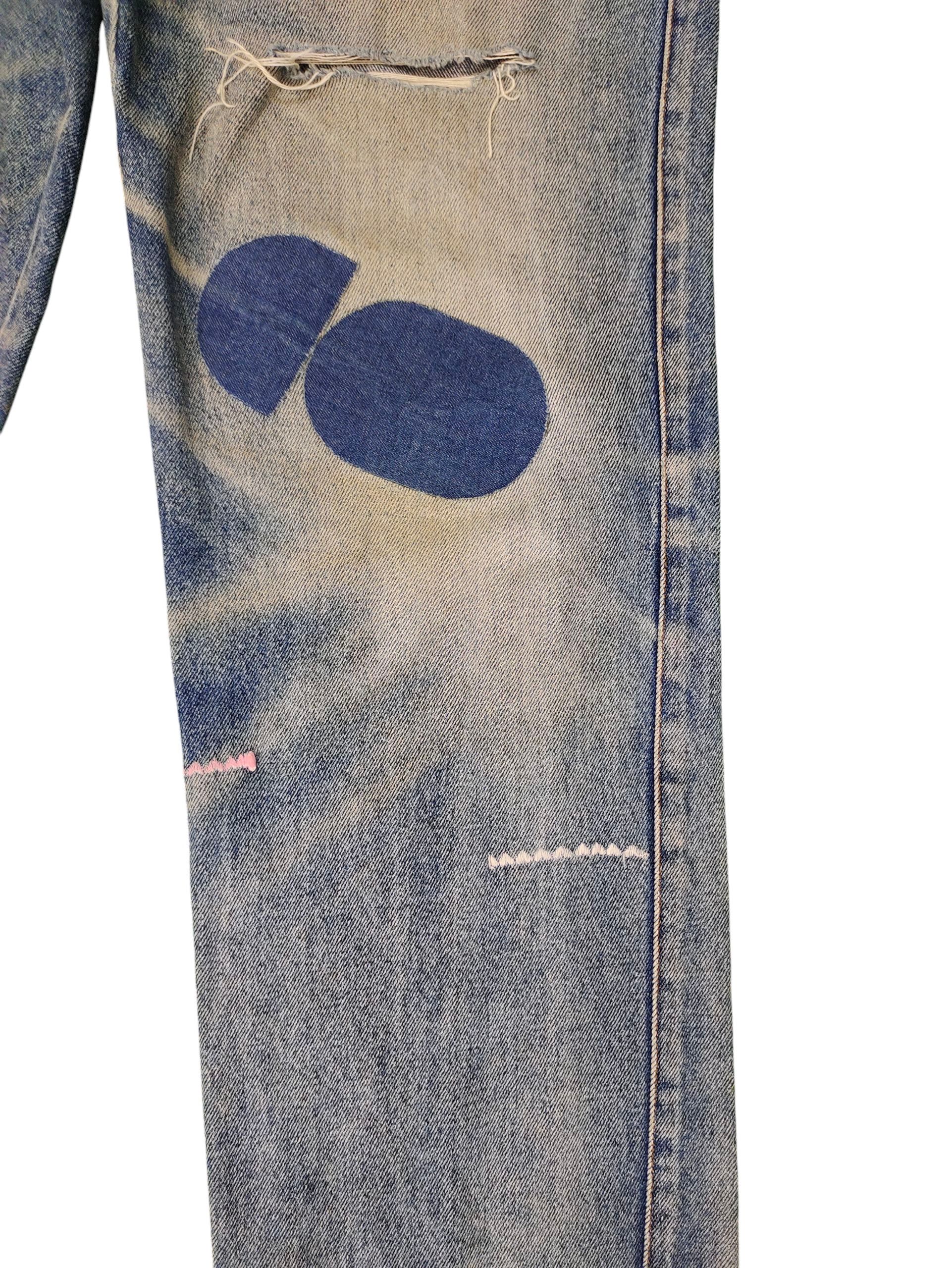 Comme des Garcons × Undercover Vintage 90s Nepura Japan Clawmark Distress Faded Denim Jeans Size US 32 / EU 48 - 3 Thumbnail