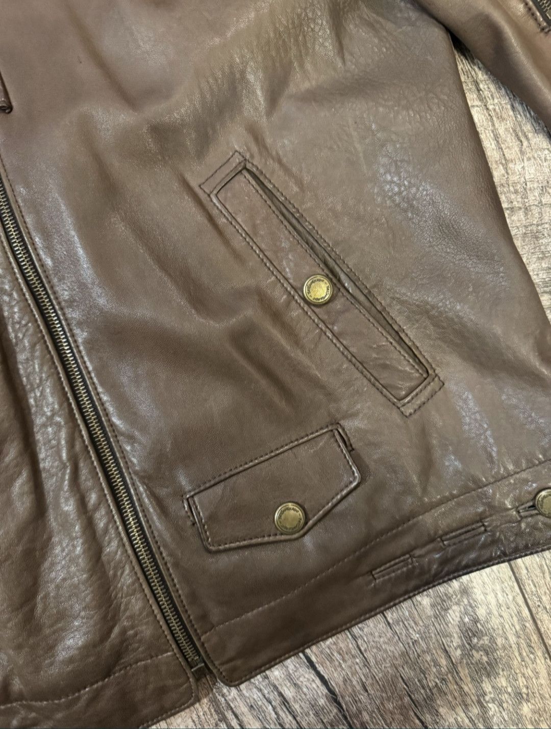 Yves Saint Laurent Yves Saint Laurent Leather Brown Jacket Hedi Size US L / EU 52-54 / 3 - 4 Thumbnail