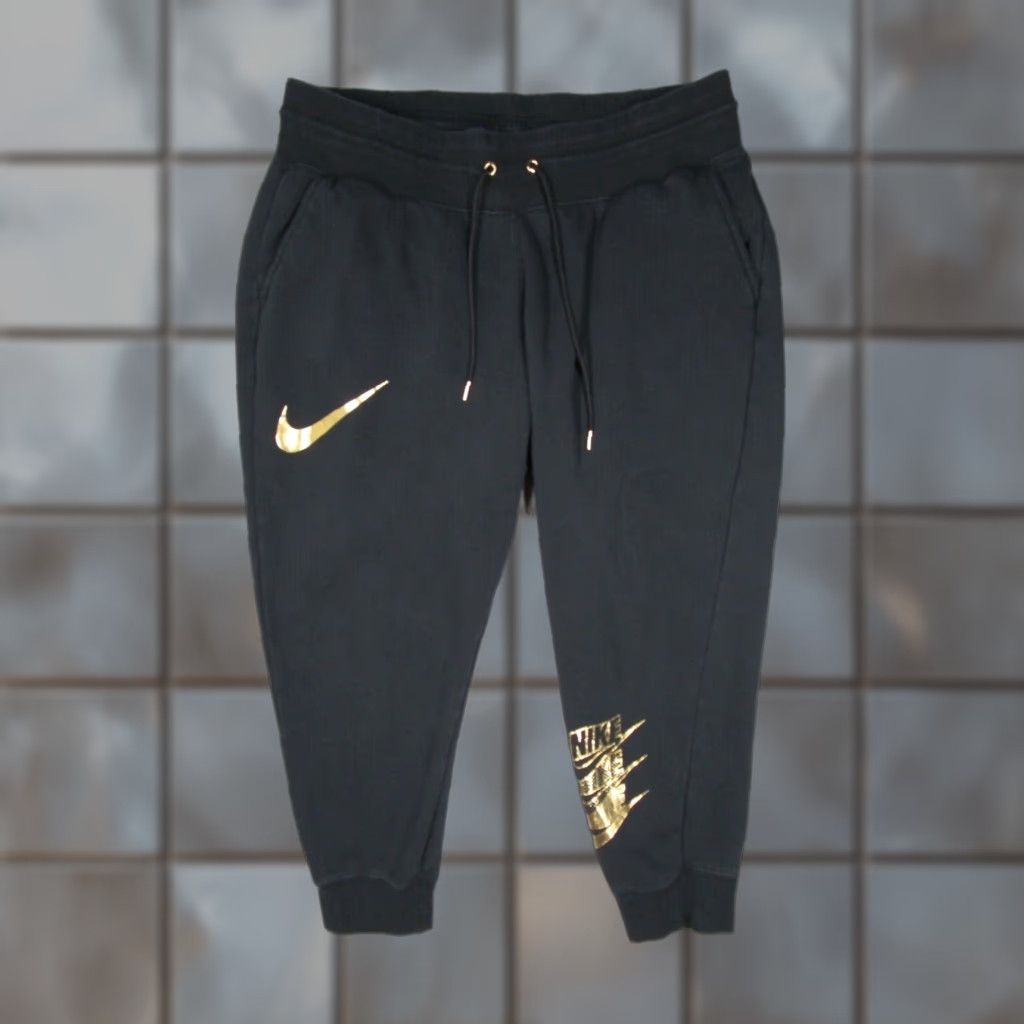 Nike Nike Jogger Women 1X Black Sportswear Fleece Shine Gold Athleisure Workout Pants Size 30" / US 8 / IT 44 - 1 Thumbnail