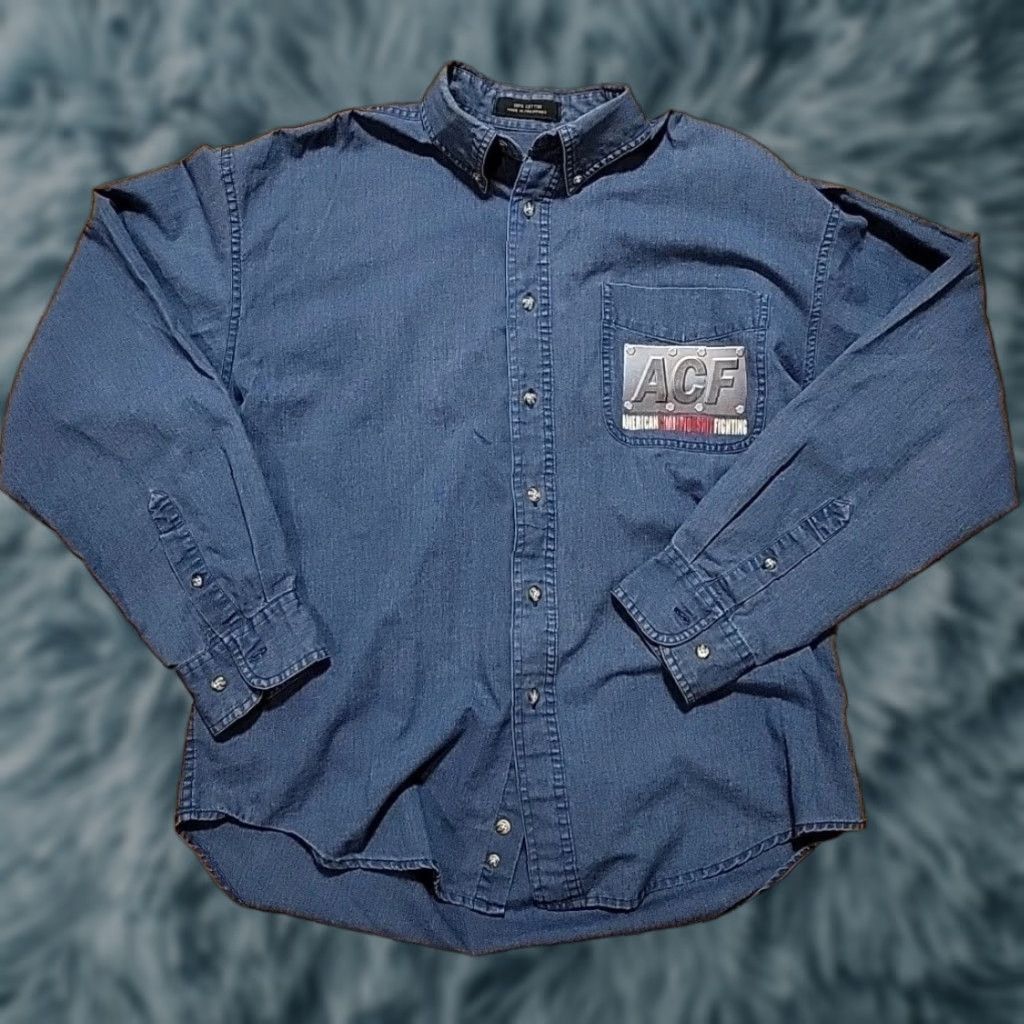 Vintage VINTAGE Hill & Archer Shirt Denim Blue 1990s Long Sleeve M Adult Medium Mens Soccer American Championship Fighting Denim Shirt Size US M / EU 48-50 / 2 - 1 Thumbnail