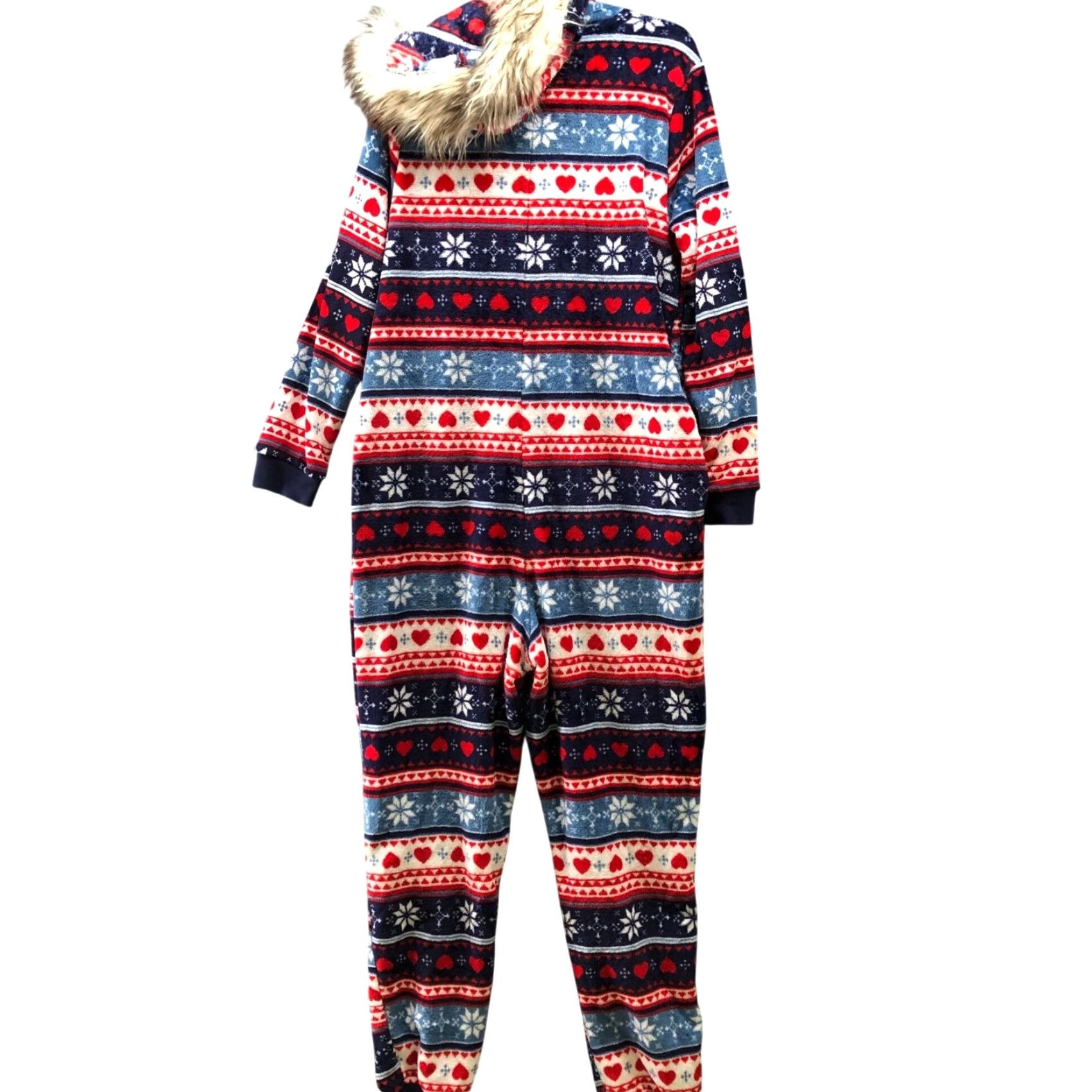 Vintage Secret Treasures Union Suit Pajamas Womens XL Fleece Hooded Fair Isle Plush Size XL / US 12-14 / IT 48-50 - 2 Thumbnail