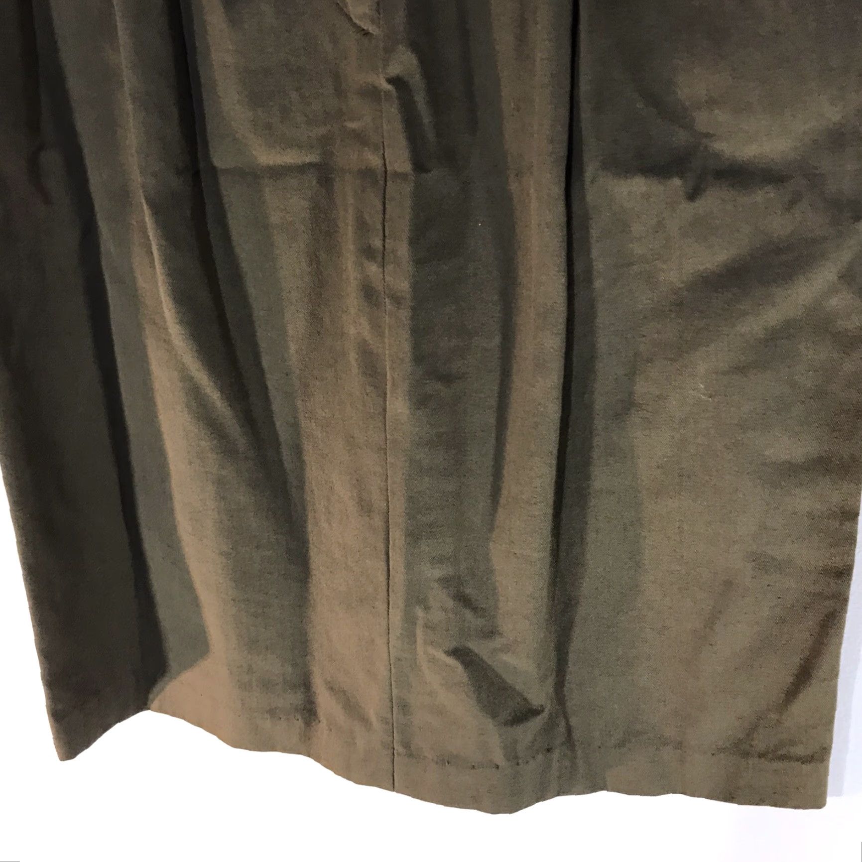 Olive VINTAGE Clockwork Women's Midi Skirt Pleated High Waist Cotton Olive 80s City Preppy Fall Spring Summer Size 28" / US 6 / IT 42 - 3 Thumbnail