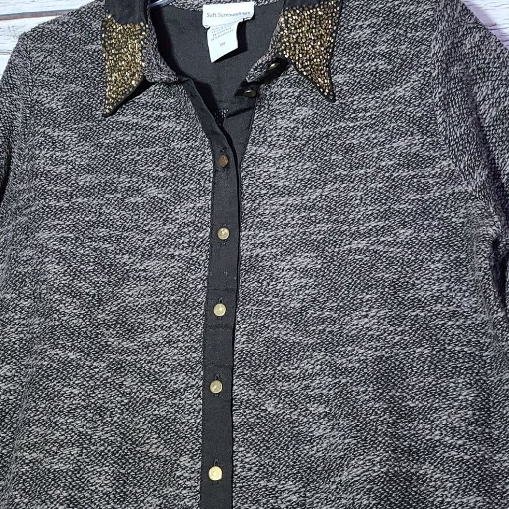 Soft Surroundings Soft Surroundings tweed button down embellished sweater PM Size M / US 6-8 / IT 42-44 - 6 Thumbnail
