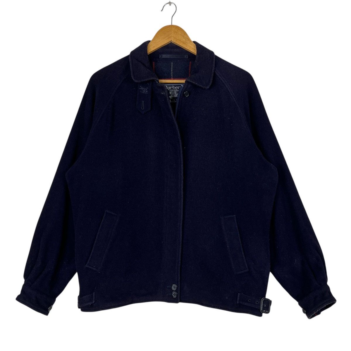 Burberry Vintage Burberrys Wool Cashmere Navy Blue Nova Check Size US L / EU 52-54 / 3 - 3 Thumbnail