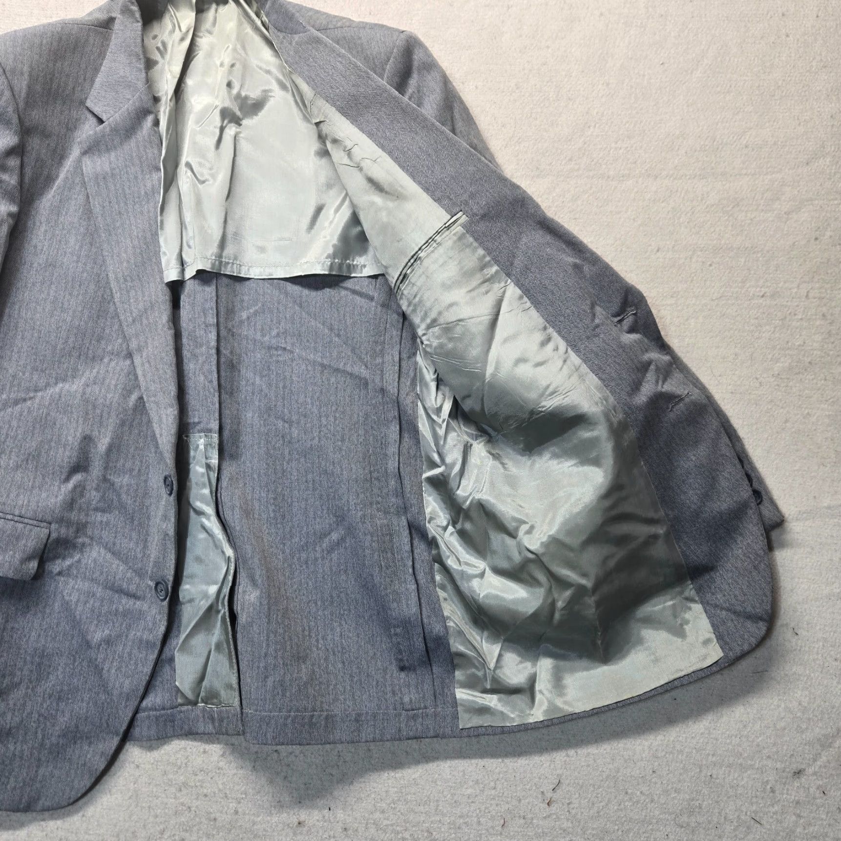 Vintage Woodmere Blazer Shirt Gray 2 Button Adult Mens Size 44 R City Classic Modern 80s 90s Designer Italian Wedding Jacket Size 44R - 2 Thumbnail
