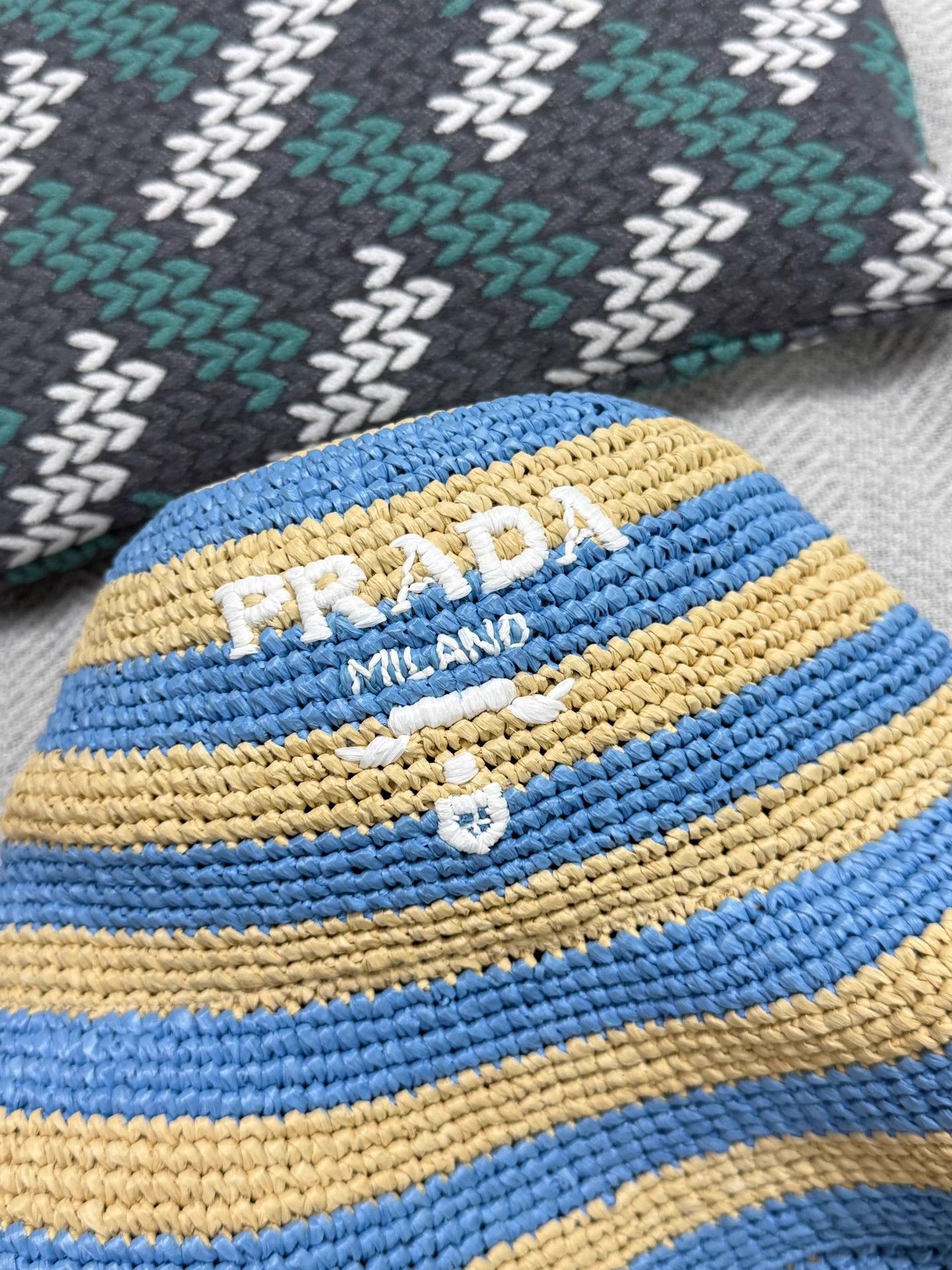 Prada Prada blue stripe straw fisherman hat S new Size ONE SIZE - 2 Thumbnail
