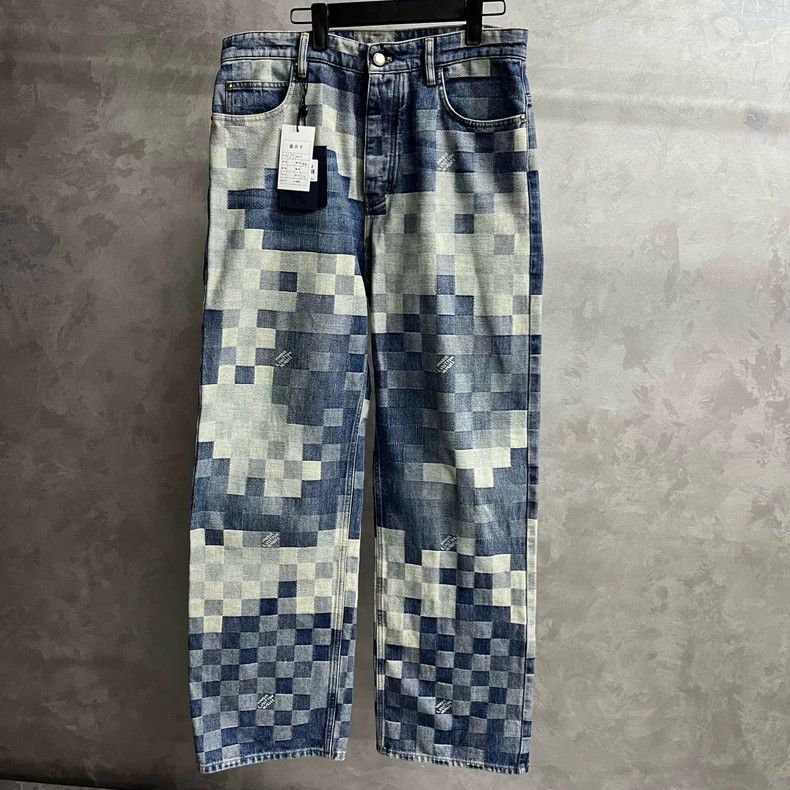 Louis Vuitton Louis Vuitton Blue plaid jacquard mid-rise slouchy straigh Size US 32 / EU 48 - 1 Thumbnail