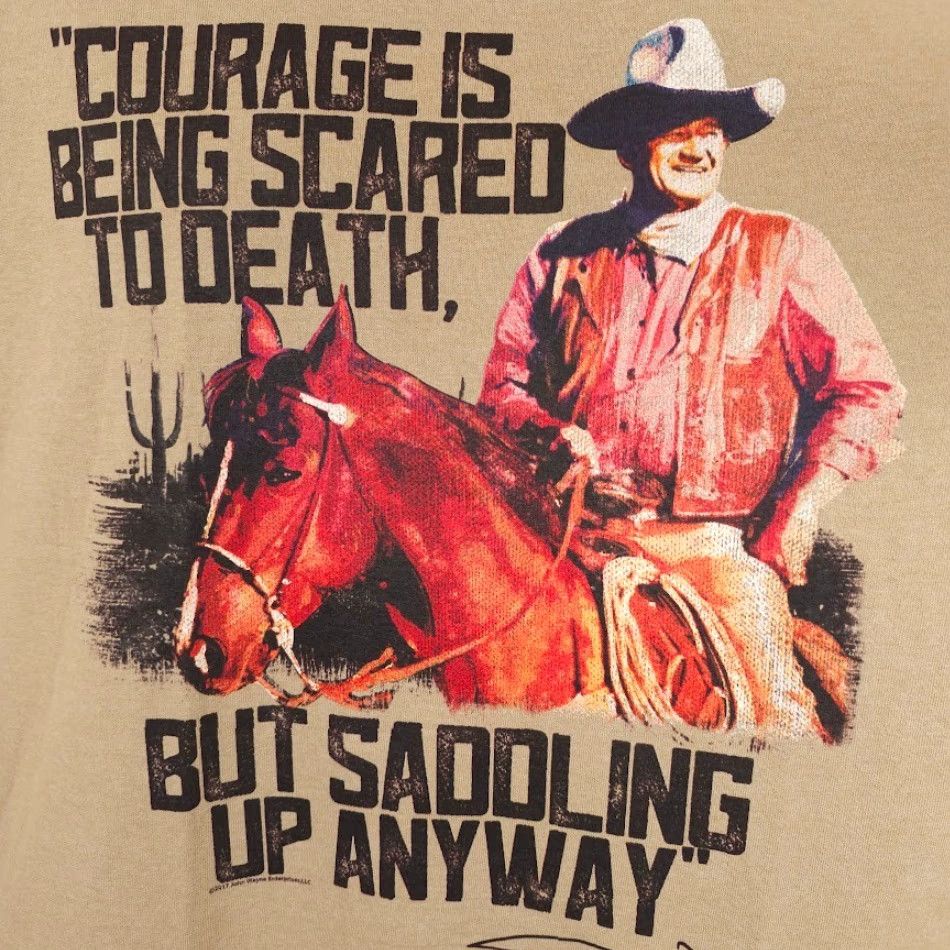 Vintage John Wayne Shirt Mens 2XL Beige Courage Quote Cowboy Western Legend Size US XXL / EU 58 / 5 - 3 Thumbnail