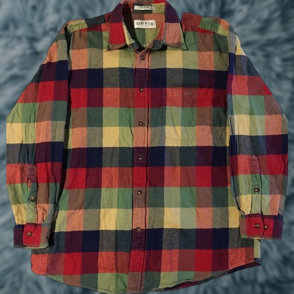Orvis Vtg 90s Orvis Flannel Shirt XL Patchwork Western Cowboy Surf Skate AOP Grunge Size US XL / EU 56 / 4 - 1 Thumbnail