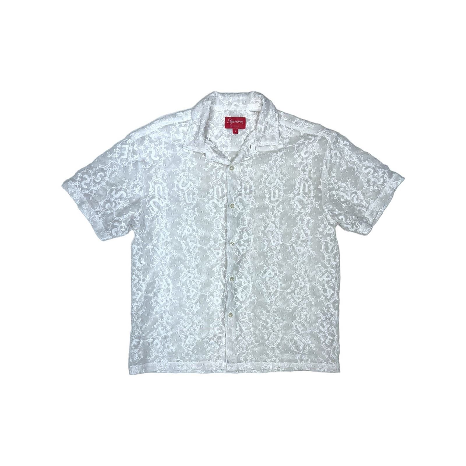 image of Supreme Chainstitch Chiffon Shirt in White, Men's (Size Small)