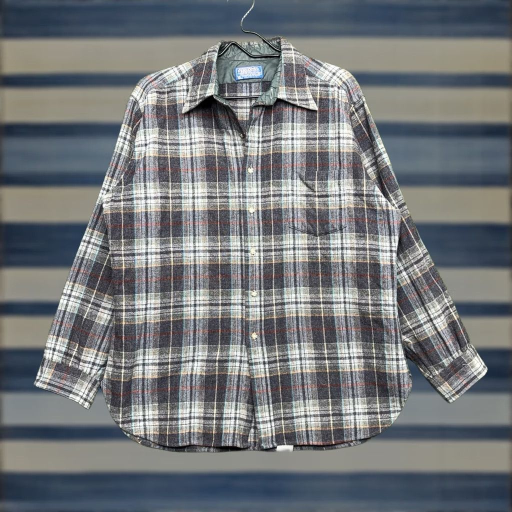 Pendleton Pendleton Wool Flannel Shirt Mens XL Button-Up USA Made Vintage 70s Plaid Brown Wool Casual Workwear 60s 70s 80s 90s Western Size US XL / EU 56 / 4 - 1 Thumbnail