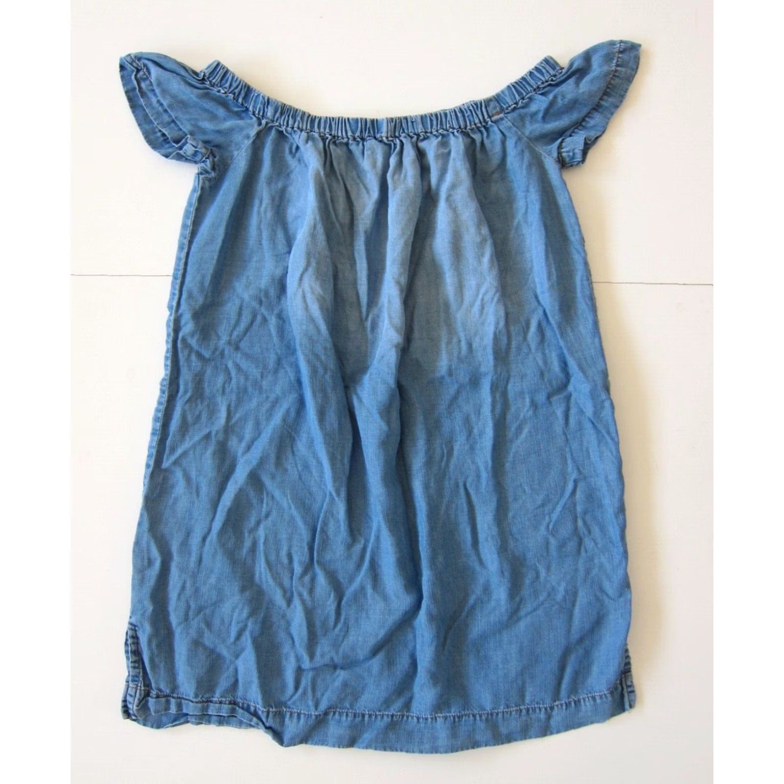 Denime Cloth & Stone Tencel Denim Off Shoulder Short Sleeve Tunic Sheath Shift Dress S Blue Size 28" / US 6 / IT 42 - 2 Thumbnail