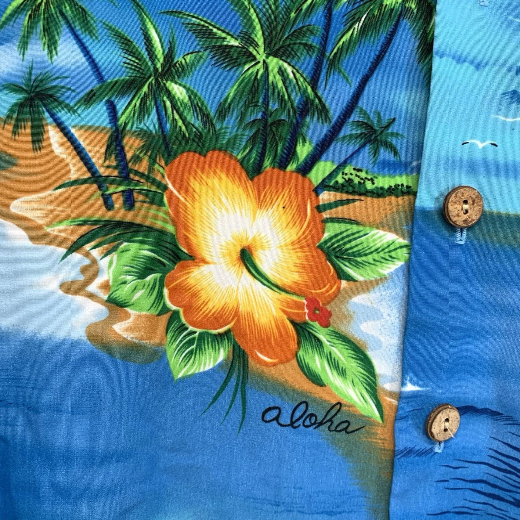 Vintage VINTAGE Kennington California Hawaiian Shirt Mens L Blue Hibiscus Surfer Wrap Button-Up Short Sleeve Floral 80s 90s Aloha Luau Vacation Hula Girl Size US L / EU 52-54 / 3 - 7 Thumbnail