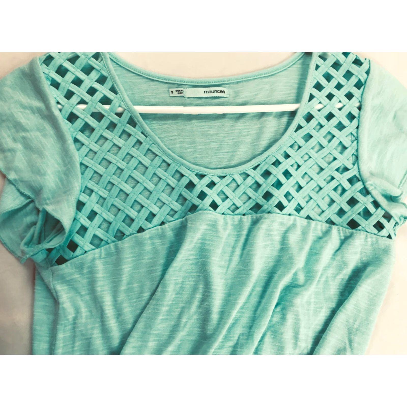 Vintage Maurices Shirt Women's Small Green Round Neck Short Ruffle Sleeve T-Shirt Casual Size S / US 4 / IT 40 - 3 Thumbnail