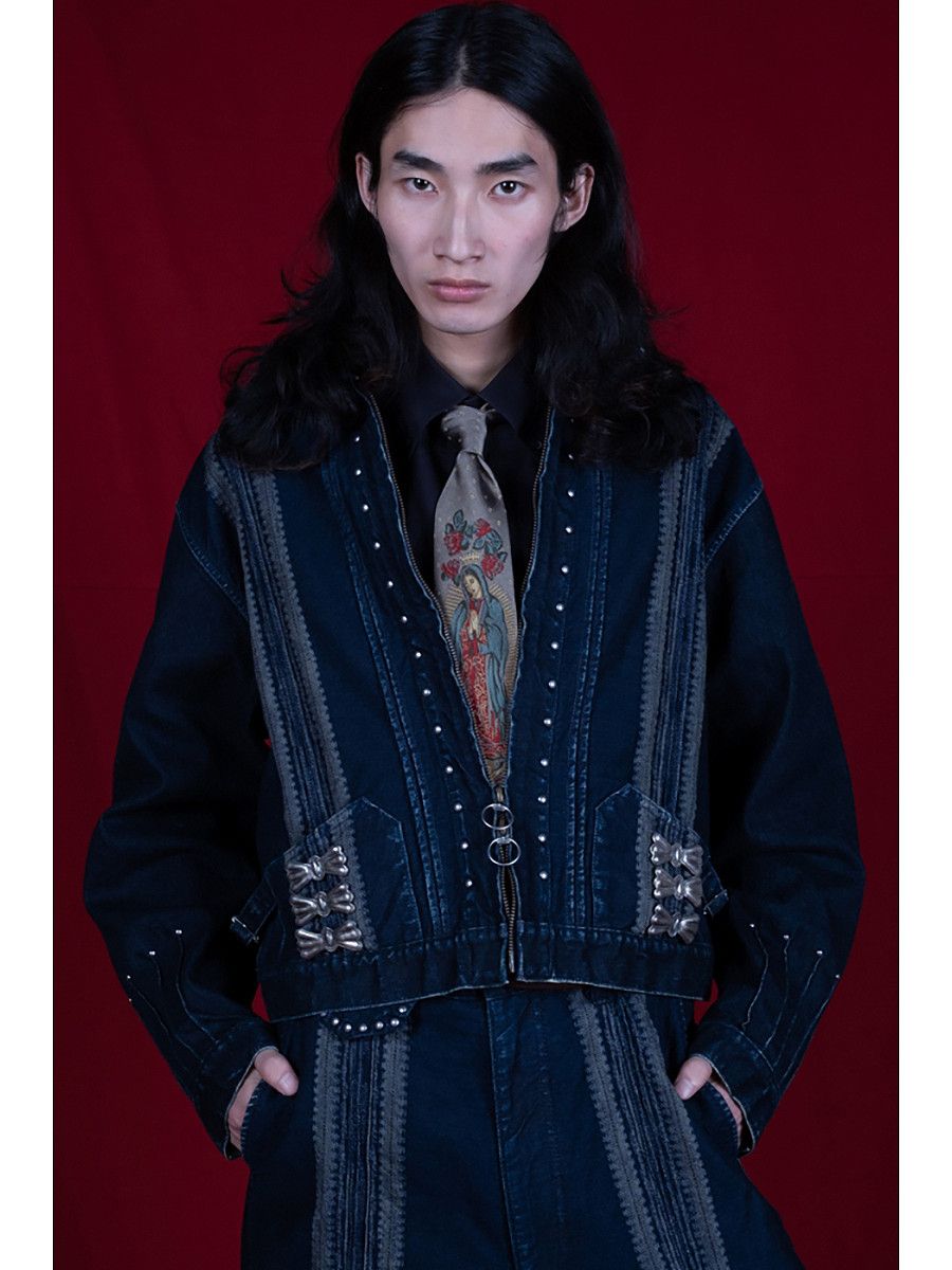 Kapital Kapital 12oz Yagasuri Jacquard Denim Chimayo Drizzler JKT Size US XXL / EU 58 / 5 - 10 Thumbnail