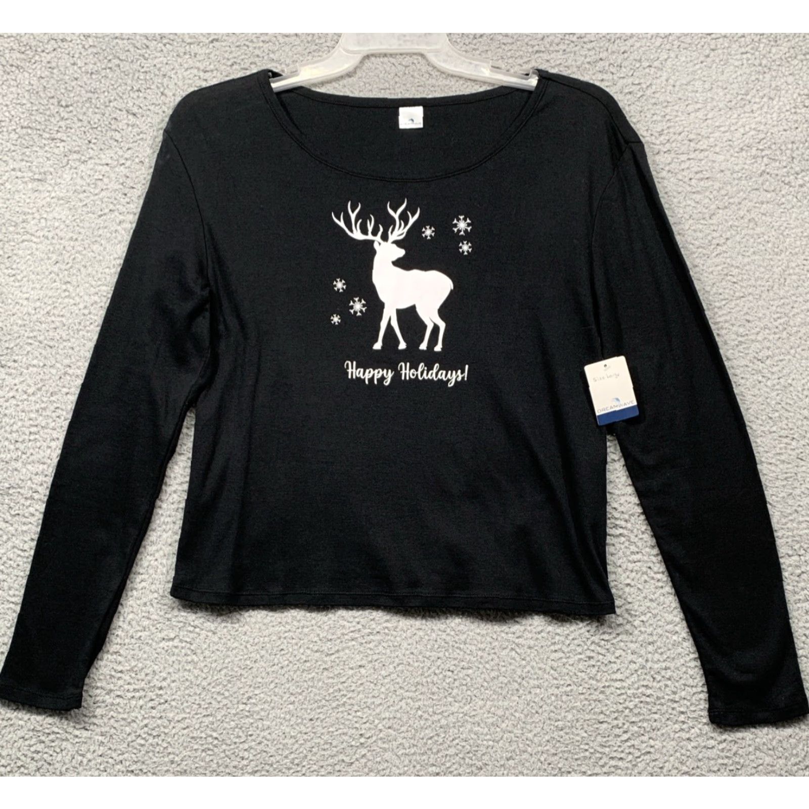 Vintage Dreamwave Women’s Pullover Long Sleeve Tee L Black Christmas Graphic Shirt Size L / US 10 / IT 46 - 2 Thumbnail
