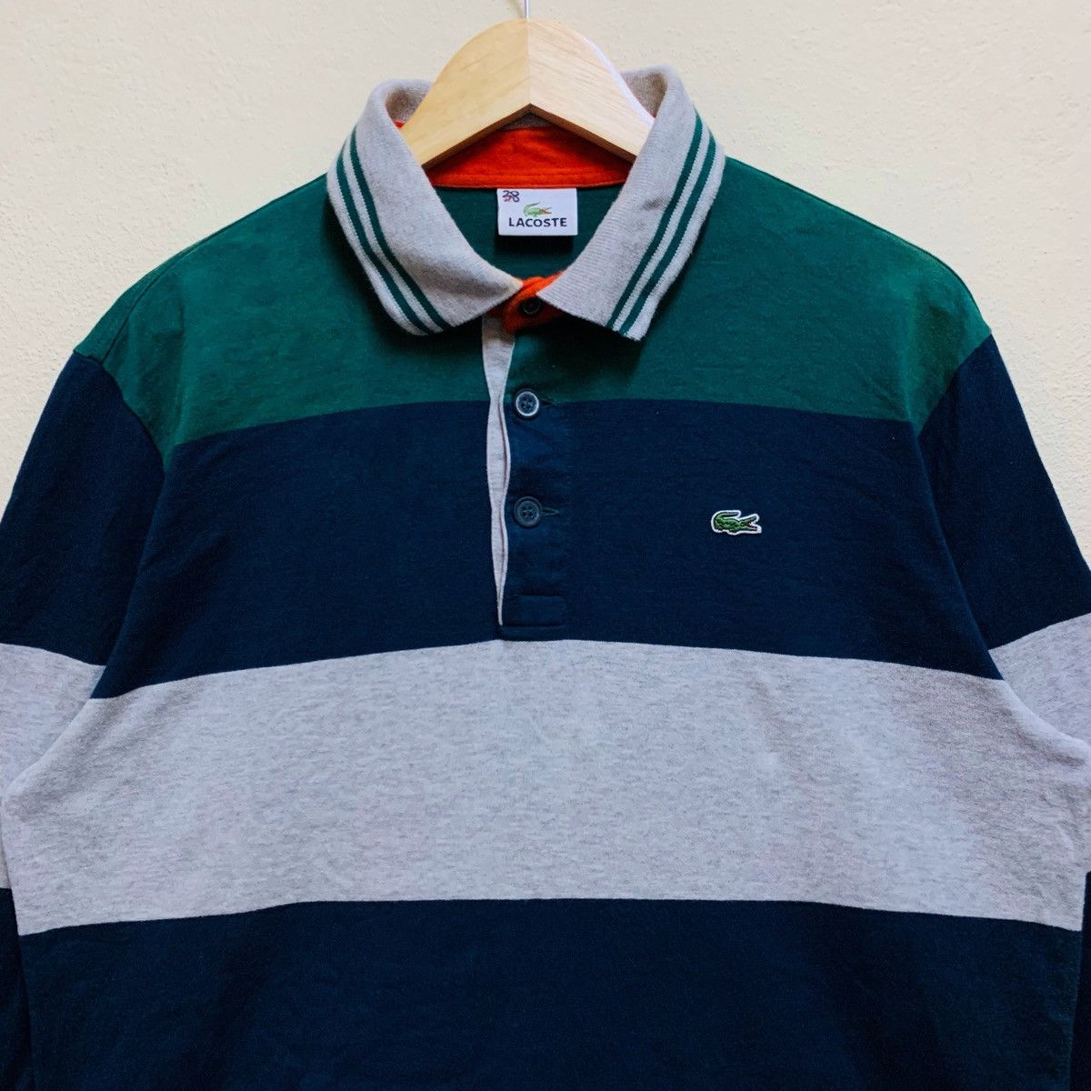 Lacoste × Vintage Vintage LACOSTE STRIPE MULTICOLOUR Longsleeve Polo Shirt Size US L / EU 52-54 / 3 - 2 Thumbnail