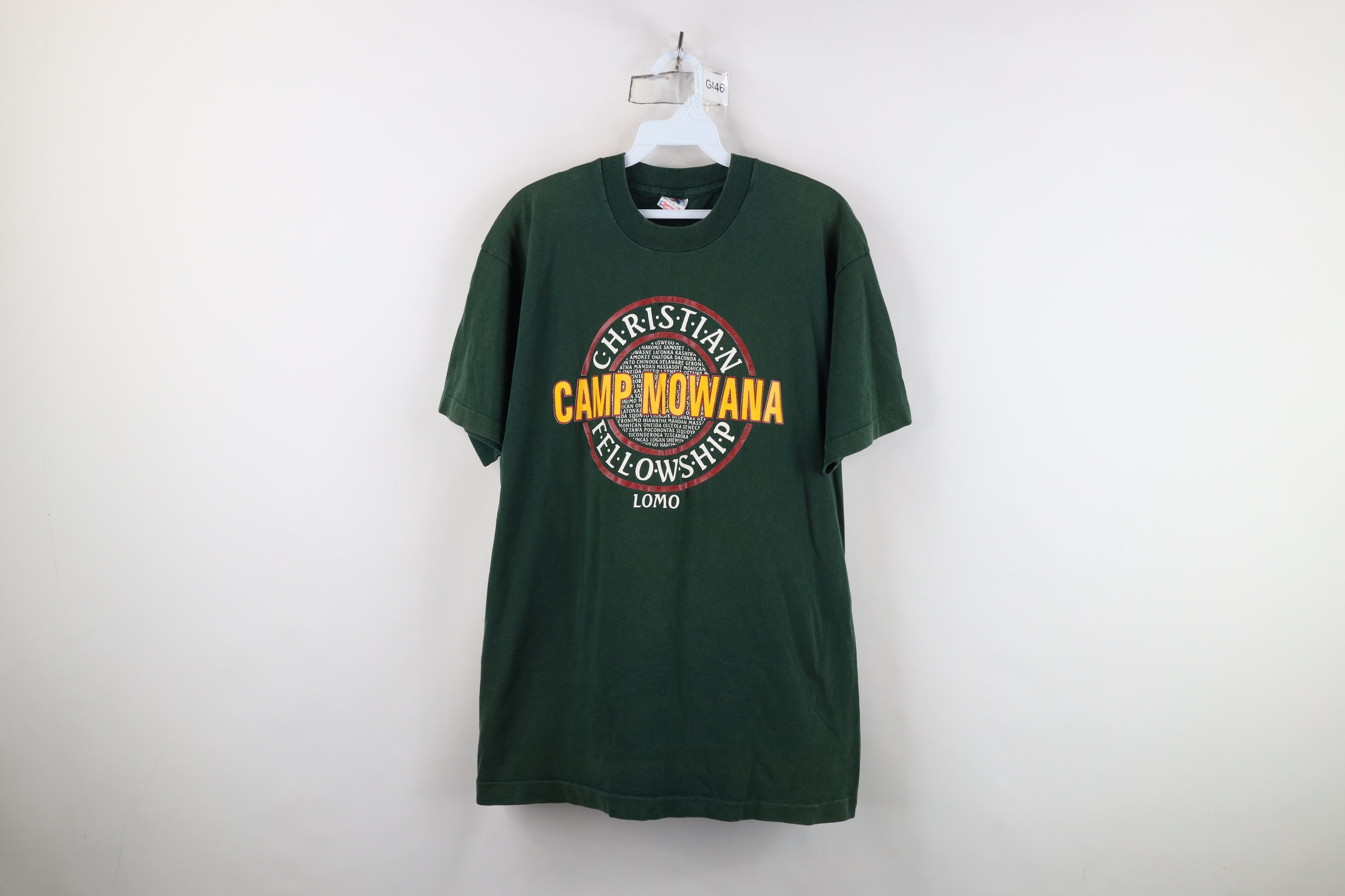 Fruit Of The Loom Vintage 90s Fellowship Camp Mowana T-Shirt Green USA Size US L / EU 52-54 / 3 - 1 Thumbnail