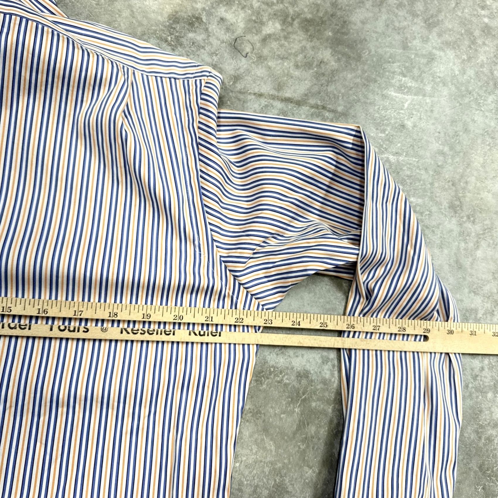Polo Ralph Lauren Polo Ralph Lauren Shirt Mens 15.5 35 White Blue Orange Stripe Regent Custom Fit Shirt Size US L / EU 52-54 / 3 - 6 Thumbnail