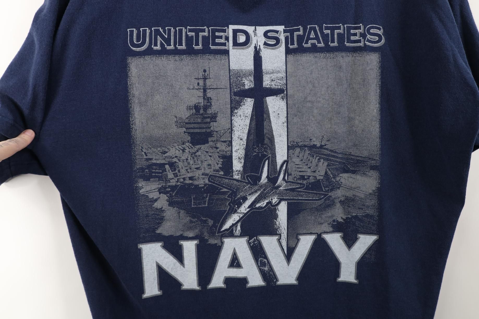 Vintage Vintage 90s Spell United States Navy Fighter Jet T-Shirt USA Size US XXL / EU 58 / 5 - 4 Thumbnail