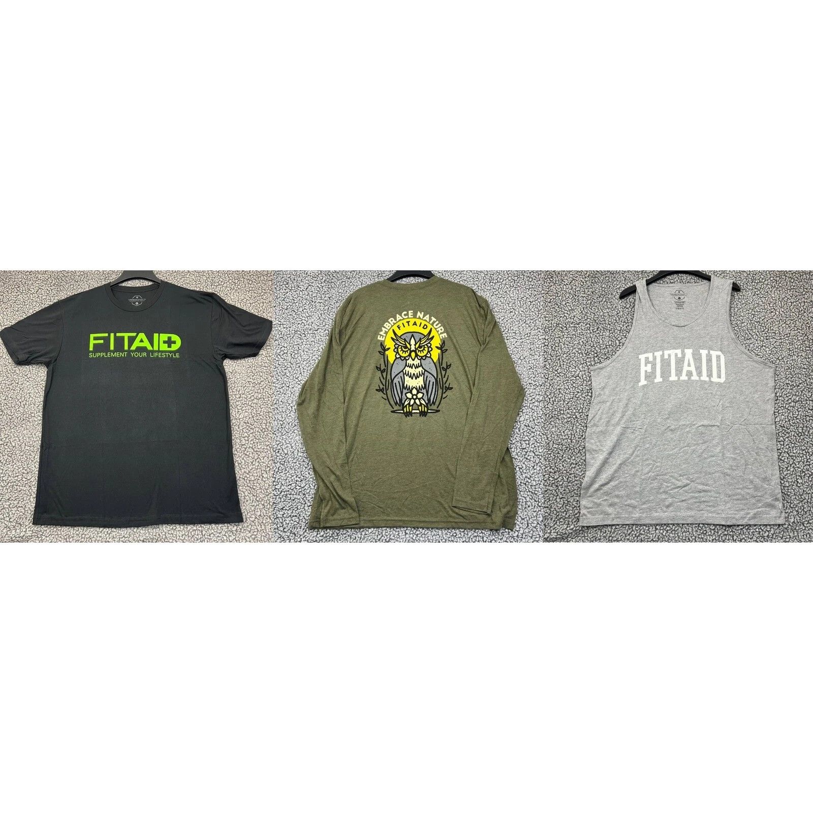 Other Lot of 3 Fitaid Shirt Men Lifeaid Beverage Co Crew Neck XL Size US XL / EU 56 / 4 - 1 Thumbnail