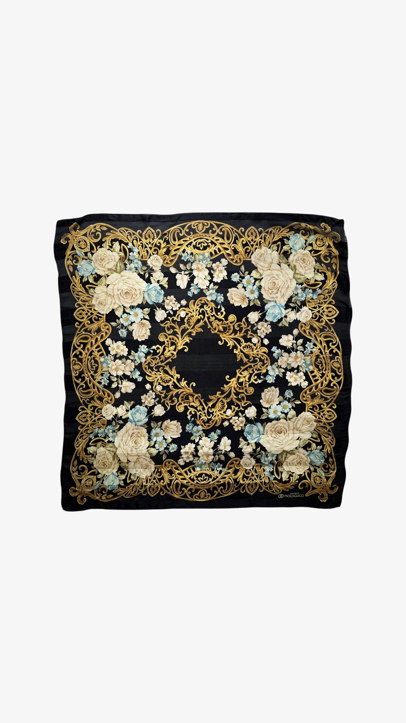 Paolo Gucci Vintage 80s Paolo Gucci Art Deco Floral Print Silk Scarf Size ONE SIZE - 1 Thumbnail