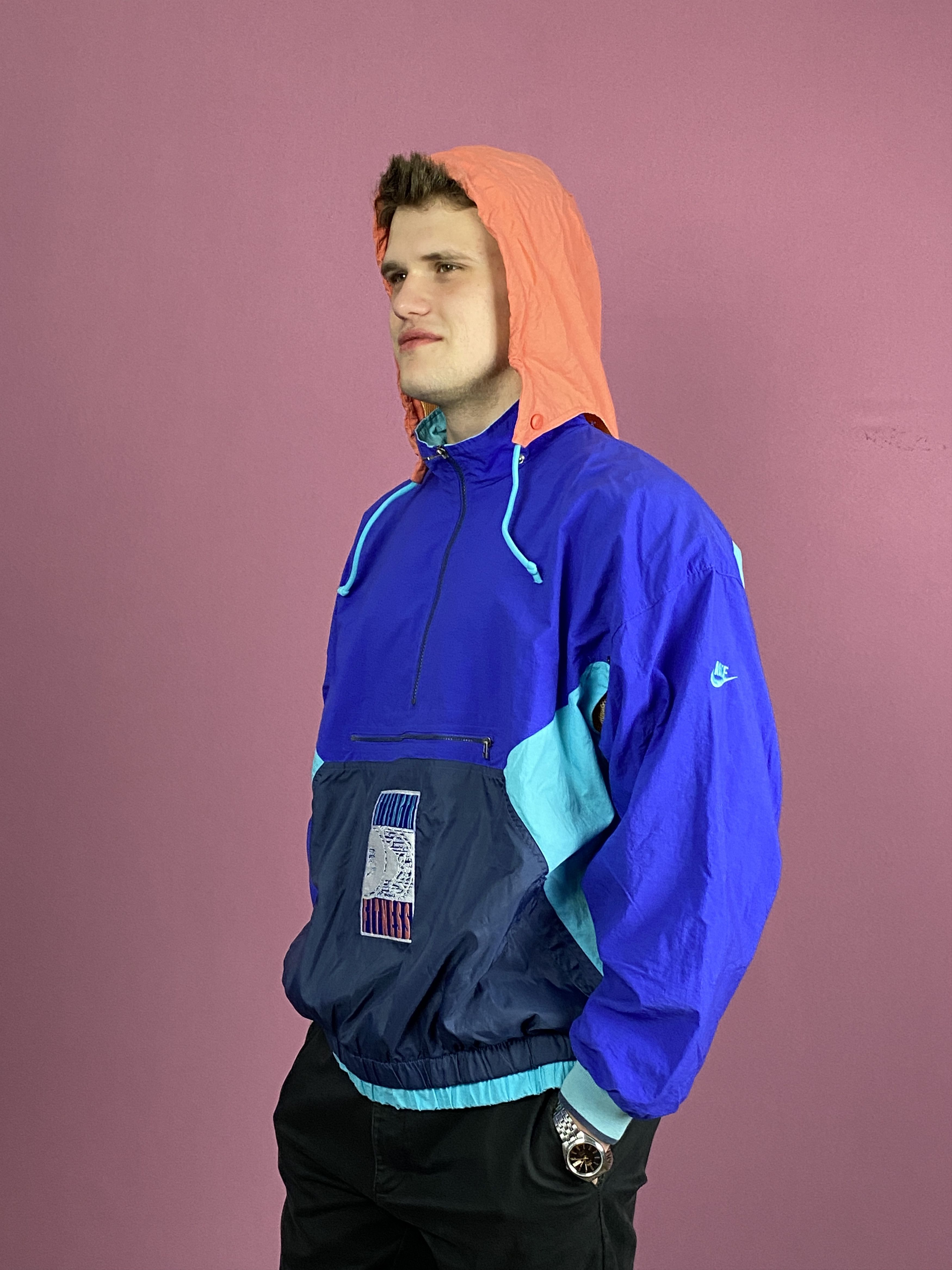 Nike × Vintage 80s Nike Strength Fitness Vintage Men's Windbreaker Jacket Size US L / EU 52-54 / 3 - 6 Thumbnail